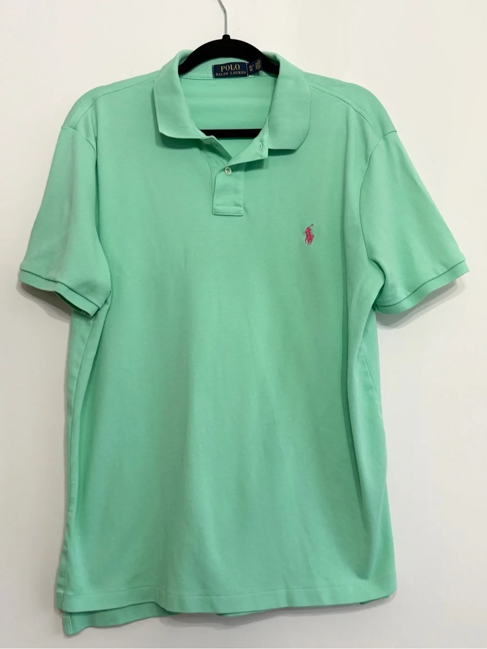 Polo by Ralph Lauren Mint Green Classic Polo Pink Pony Shirt XL